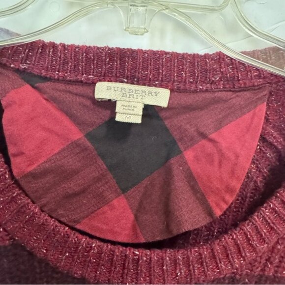 Burberry Cotton Wool Striped Pullover Sweater Tunic Crew NovaNeck Check Preppy M - Picture 8 of 15